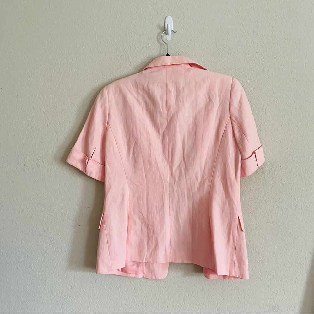 Laura Scott Pink Short Sleeve blazer size 12 business casual double button chic - Picture 6 of 8